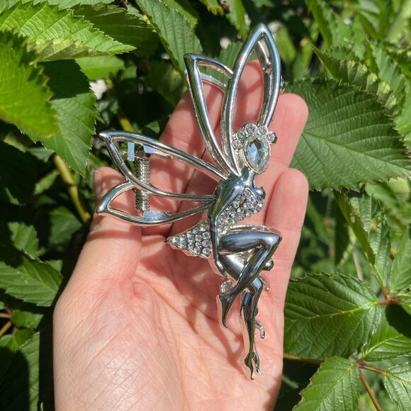 Cottagecore Elegant Silver Fairy Hair Clip Sparkling Jewels Great Hold New - Picture 1 of 6